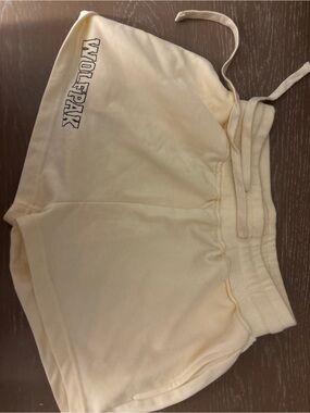 Wolfpak Cream Athletic Shorts with Drawstring Waist